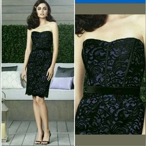 $260 DESSY COLLECTION Vivian Diamond Black Purple Lace Cocktail Dress
